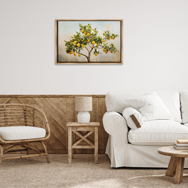 Toile flottante encadrée «Lemon Tree Branches» par RB, Brun, H 21 po x l 31 po