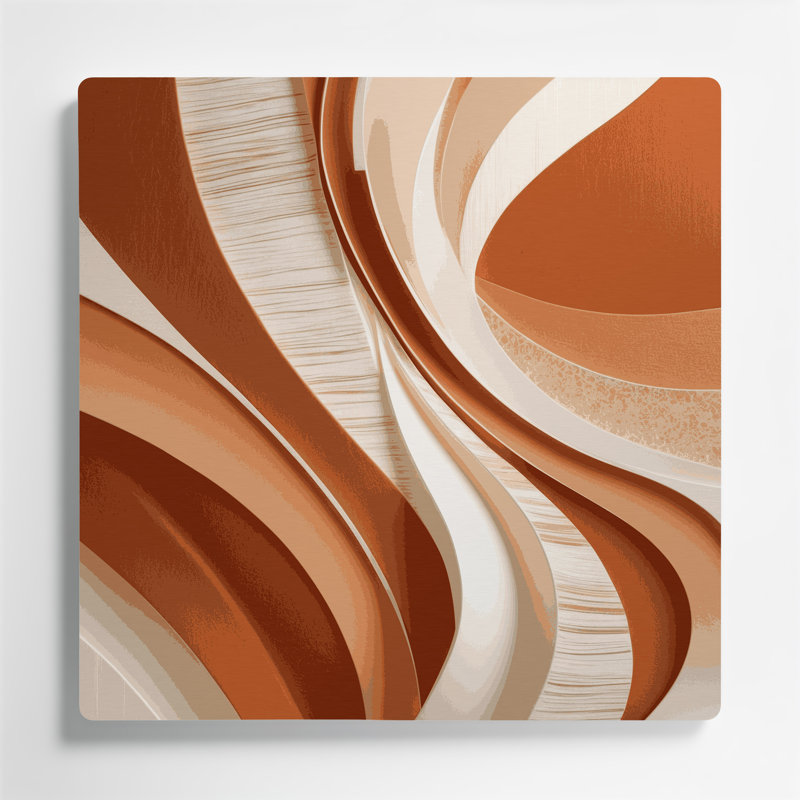 Abstrait paysage 13, art mural en métal beige, H 16 po x l 16 po