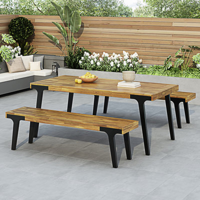 Ensemble repas d'extérieur, 1 table et 2 bancs