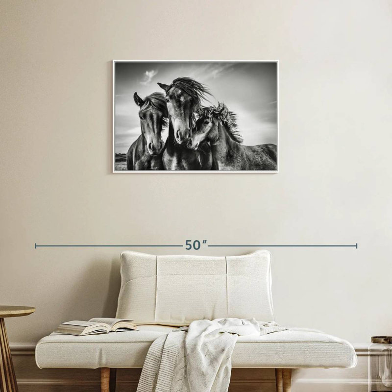 Chevaux Lemvig, Cadre flottant blanc, 31 po x 21 po