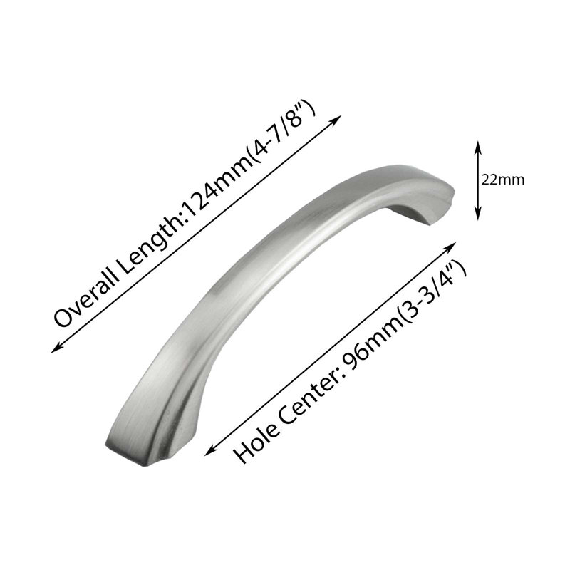 Poignée en arche, 3 3/4", Nickel brossé