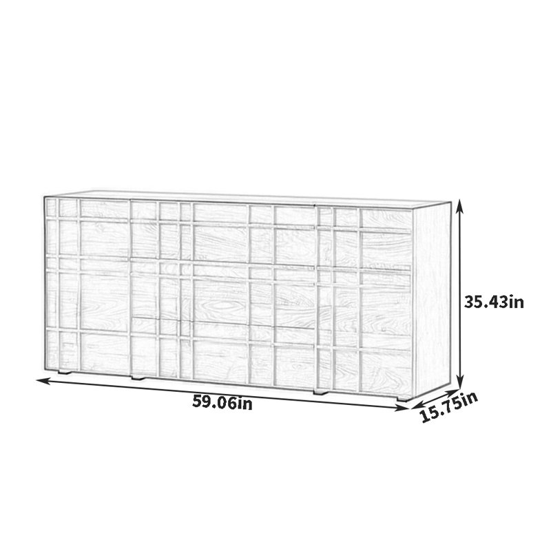 Buffet rétro et sophistiqué, Noir, H 35,43 po x L 59,06 po x l 15,75 po
