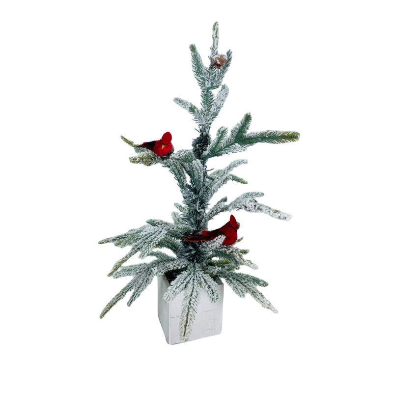 Arbre de table floqué Cardinal, H 24 po x l 12 po x P 12 po