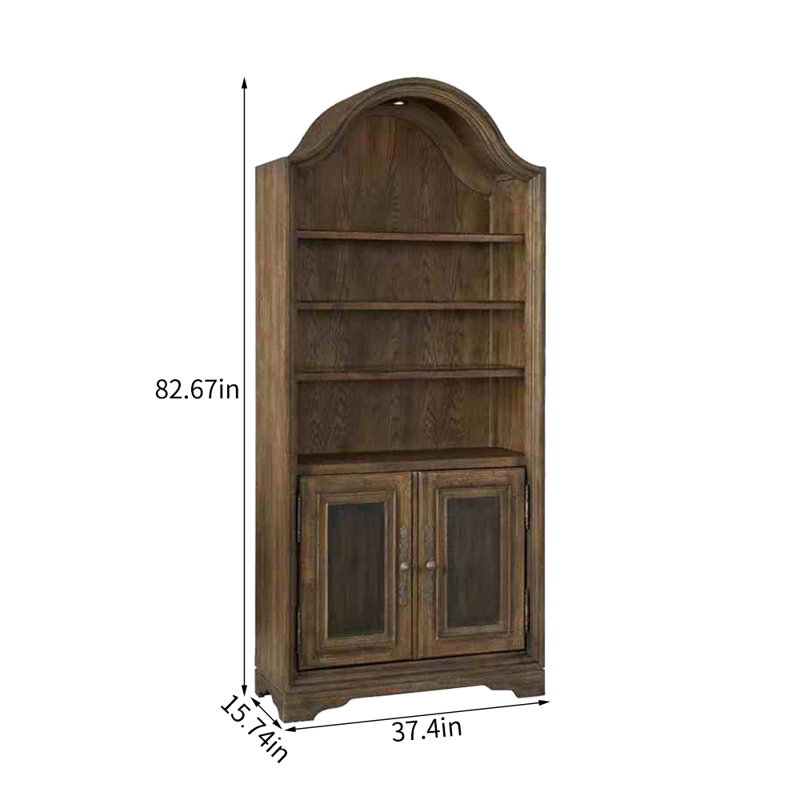 Simple Circular Arc Distressing Wooden Bookcase