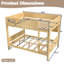 Lit superposé grand sur grand avec plateau pratique, lit superposé en bois massif avec tablettes de rangement et lattes améliorées, naturel clair-2112027363
