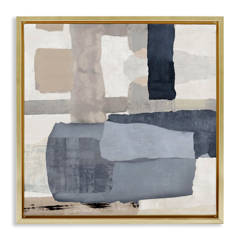 "Earthy Expressive", art par Jacob Q, H 18 po x l 18 po, Cadre flottant métallique doré
