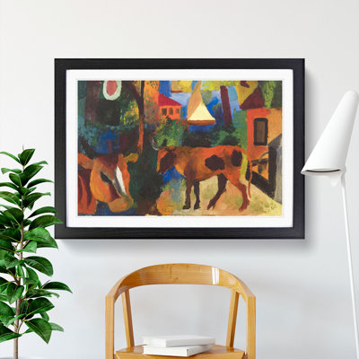 Landscape with Cows by August Macke - Picture Frame Painting