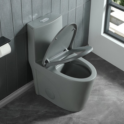Siège de toilette allongé en plastique à fermeture silencieuse avec couvercle de siège, fixation rapide L 17,72 po, blanc brillant