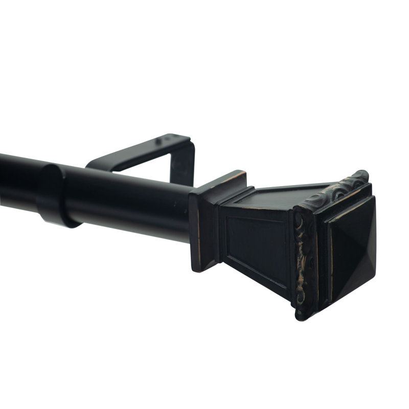 Tringle à rideaux simple 1,125 Clukey, Noir, H 3,5 po x l 96 po x P 5,25 po