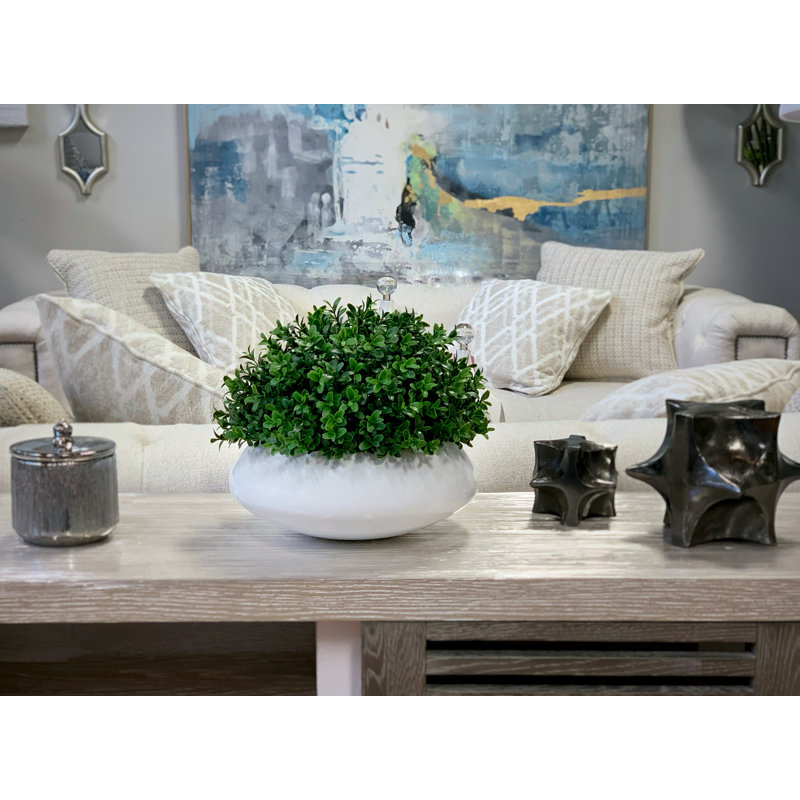 11'' Faux Boxwood Plant in Fiberstone Planter