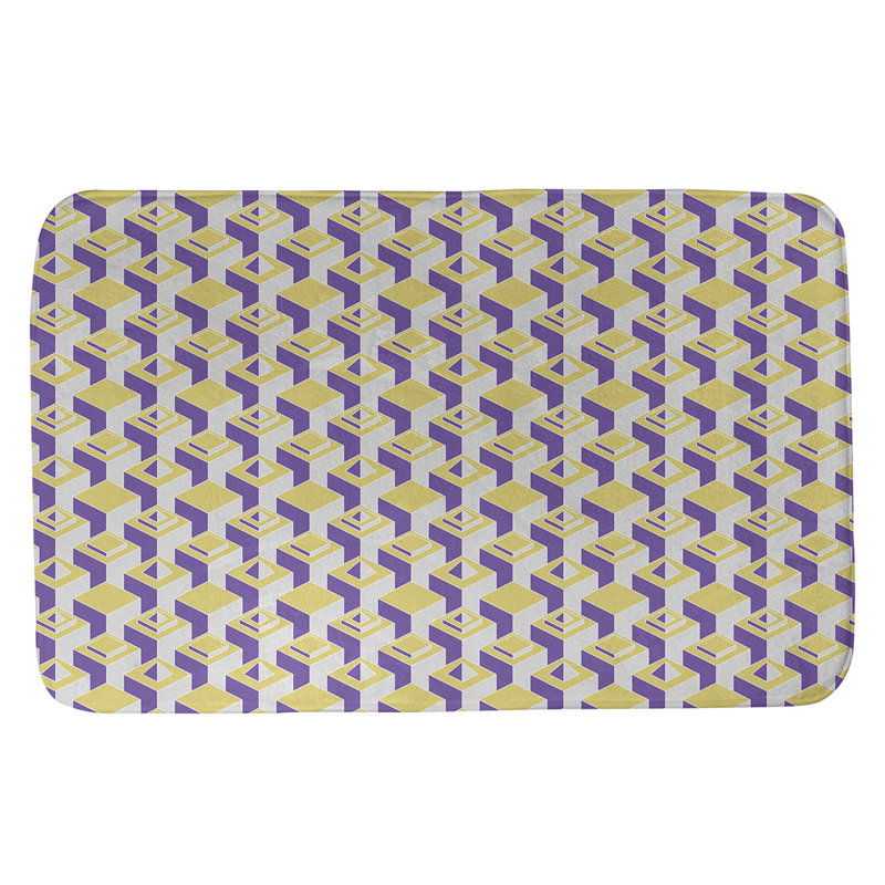 Jordao Memory Foam Non-Slip Bath Rug, 21" W x 34" L, Yellow/Purple