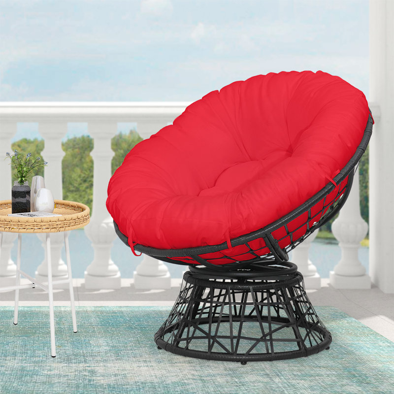 Chaise de patio pivotante avec coussins Charleah, Rouge