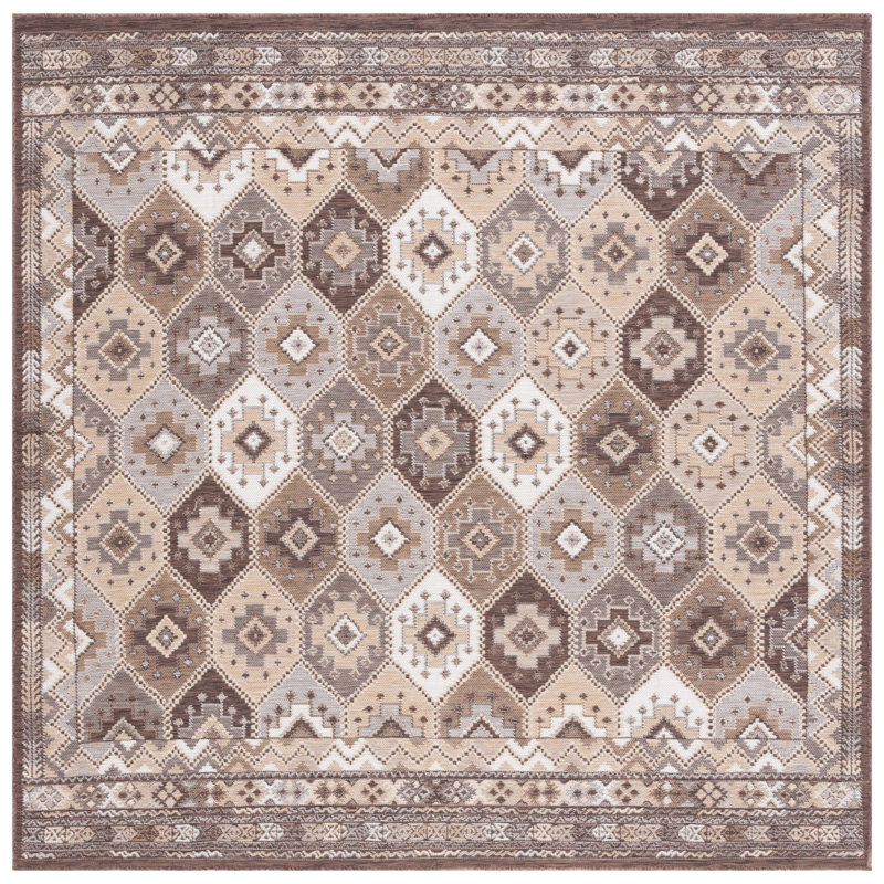 Kaiyanna Sunrise Geometric Indoor/Outdoor Area Rug, Square 6'7"