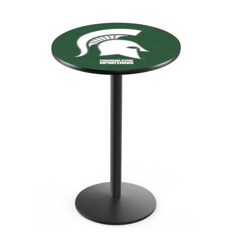 Round Metal Base Dining Table, Michigan State University, Black Wrinkle
