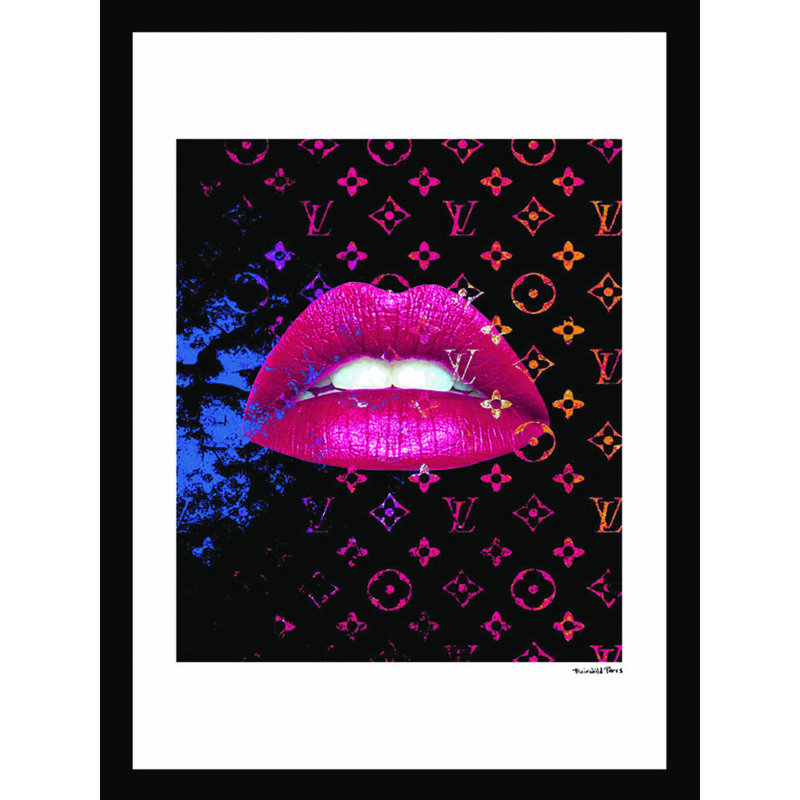 Hot Pink Glam Lips 14x18 Framed Fashion Print