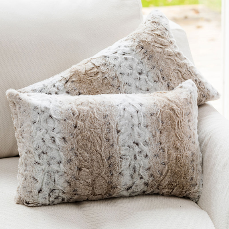 Rectangular Faux Fur Pillow Cover & Insert