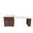 80-inch Expandable Kitchen Island with Dining Table, Marble-Grain Countertop with Power Outlet, Mobile Storage Cart with Cabinet & 2 Drawers, Walnut Finish Kitchen Prep Table