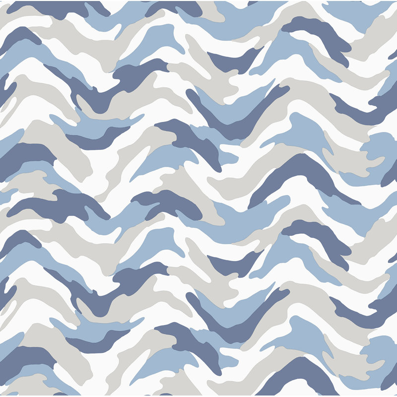 Rouleau de papier peint L 33 pi x l 20,5 po Kaiser Camo Wave, Bleu