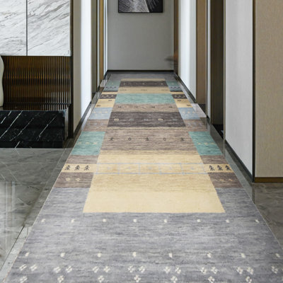 Hand Knotted Wool Striped Indoor Rug