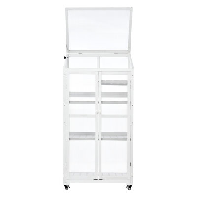 Serre en bois massif de 62 po de hauteur avec panneaux en polycarbonate pour jardin et jardin Topmax