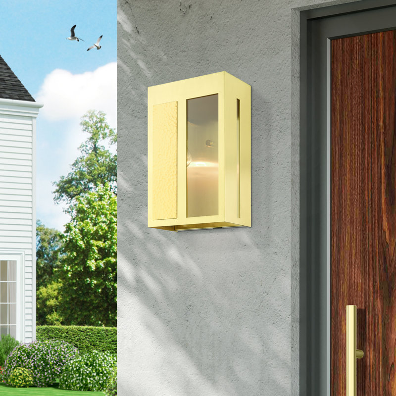 Gandhi Solid Brass Wall Light, Satin Brass, 14" H x 8.5" W x 4.9" D