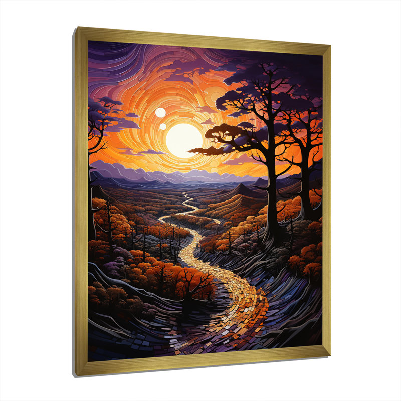 Balzhan Sunset Tangerine Twilight sur toile, H 20 po x l 12 po x P 1 po, Encadrement doré