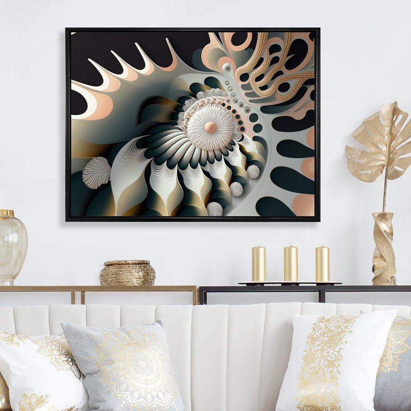 Momie Fractal Flower Universe I - reproduction sur toile, L 20 po x H 12 po, Cadre flottant noir
