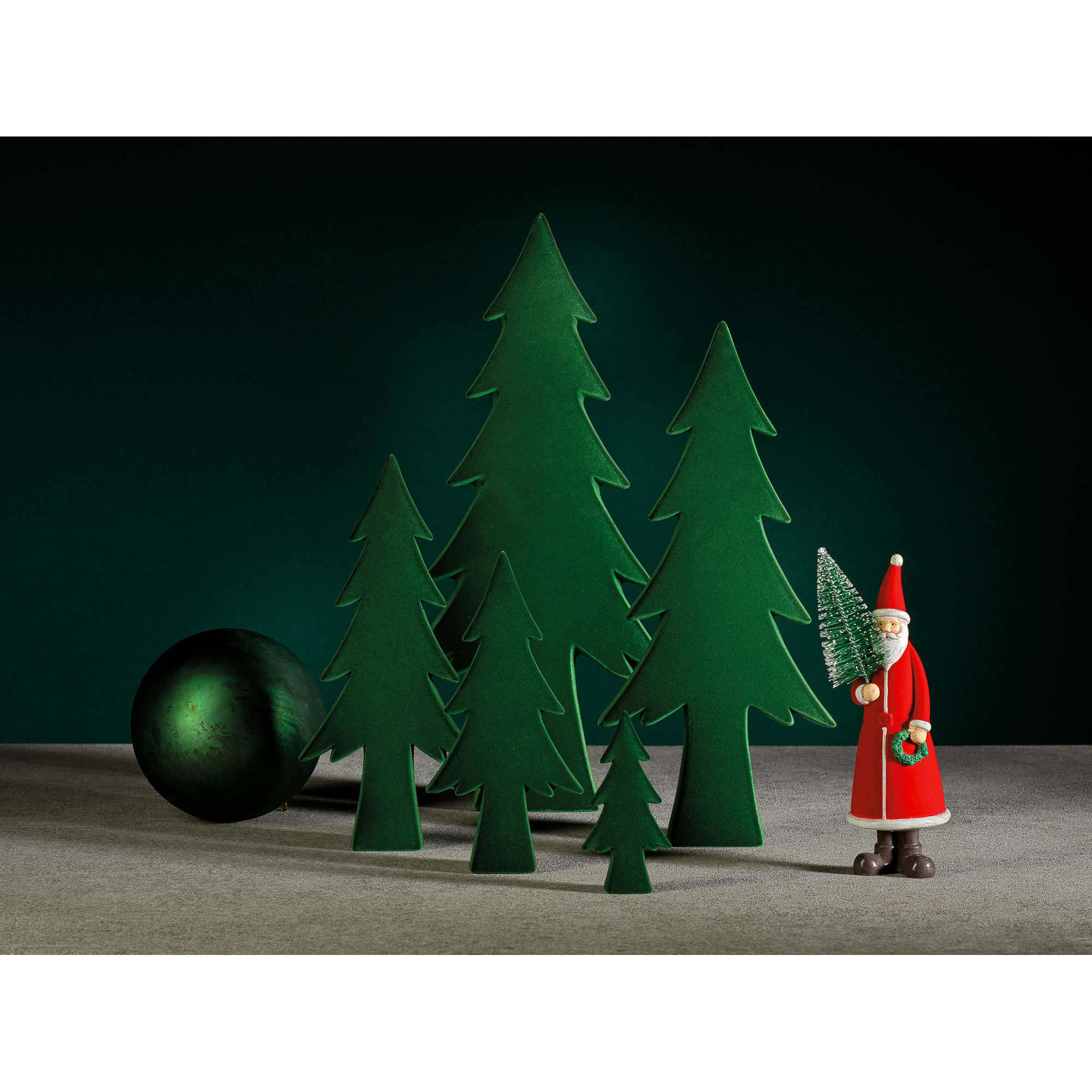 Flocked Tree, Green, 16" H x 7" W x 3" D