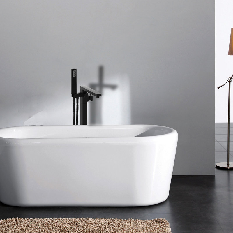 Robinet de baignoire autoportant avec douche à main, combiné de douche séduisant noir mat et performance durable