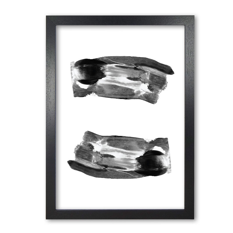 Black Abstract Paint Strokes - Print, 30 cm H x 21 cm W x 5 cm D, Black Grain Frame