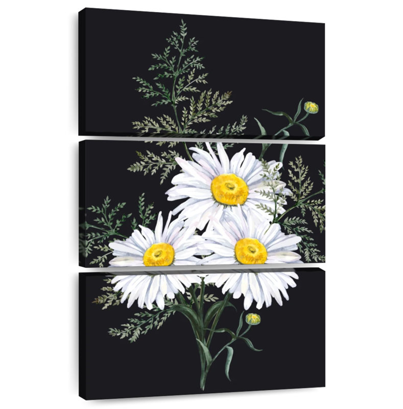 Harnek Daisy Bouquet sur fond noir, H 45 po x l 28 po