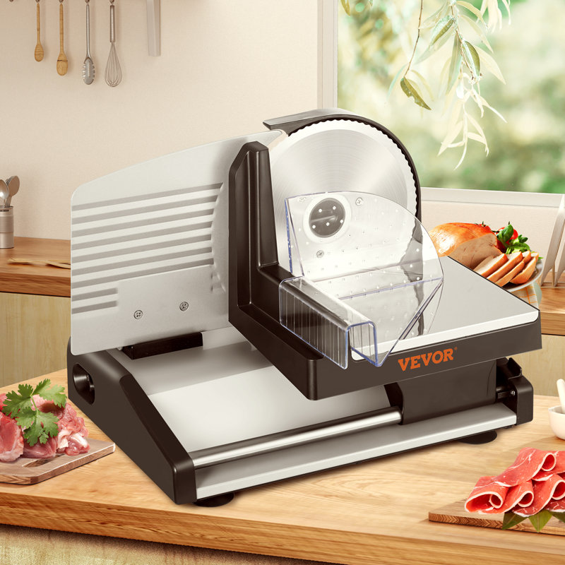 VEVOR 7.5" Silver Electric Meat Slicer with Blade Guard