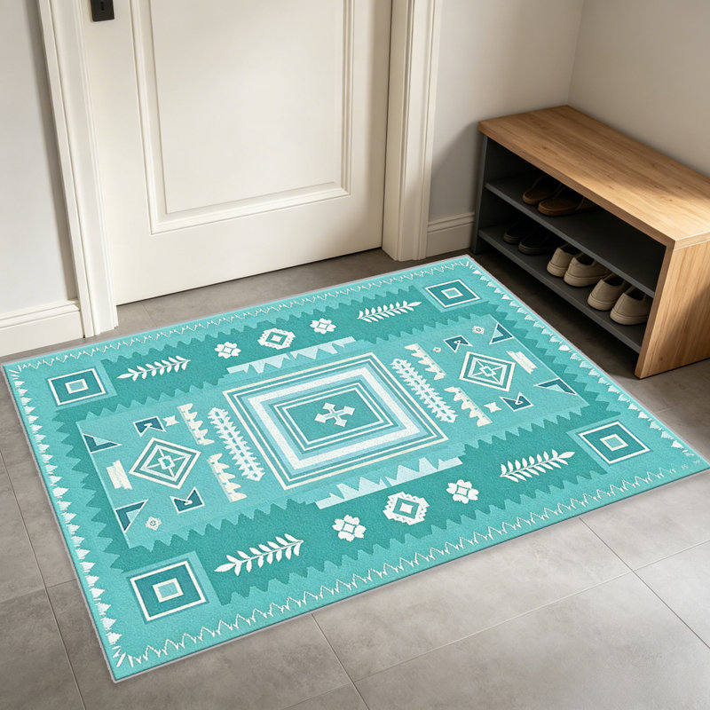 Teal Cross carpet-easy to clean, machine-washable, soft and comfortable; suitable for door mats, kitchens, living rooms, bedrooms, corridors, and laundry areas. Easy to clean, durable carpet for home decoration.