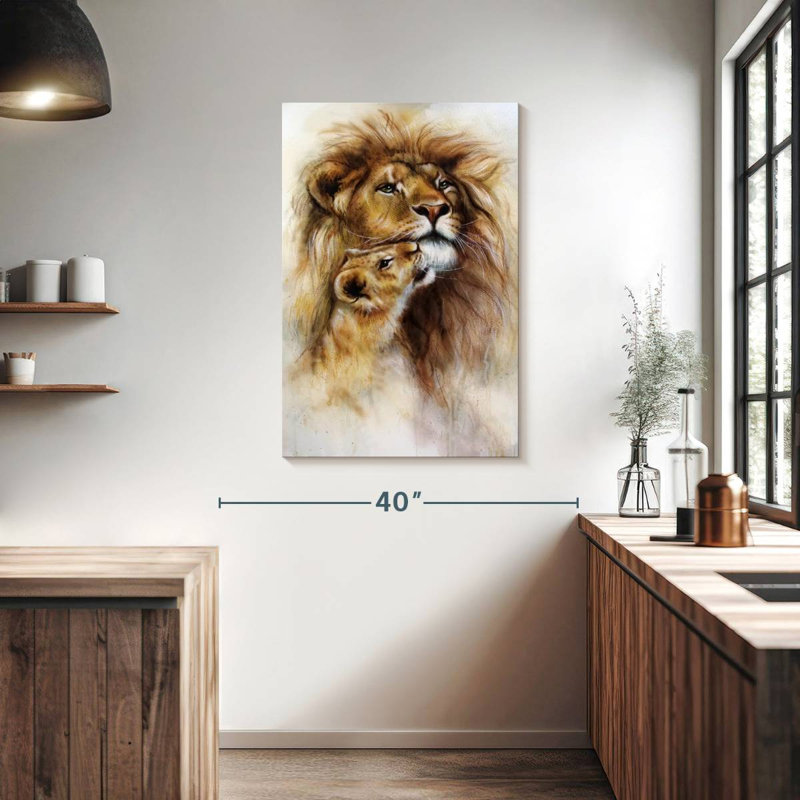 Brampt lion et lionne romantique, H 39 po x l 26 po