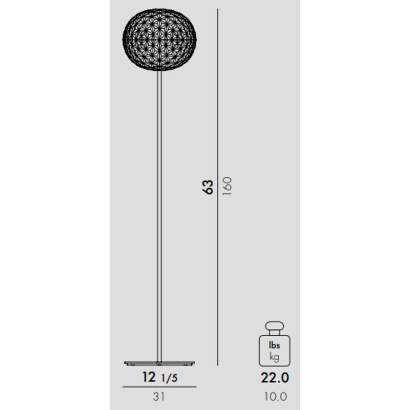 Lampe sur pied à DEL Planète, 63 po, Fumée