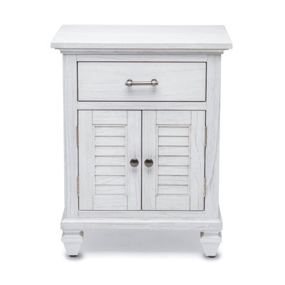Arri 1 - Drawer Solid Wood Nightstand in White with Shelf and USB Power Port by Rosalind Wheeler