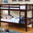 Dark Walnut Twin Over Bunk Bed Of Transitional Flair, Solid Wood, Attached , 13 Slats, Rails With Lock Joint Structure, Trundle Not Part Offer Vibe, Finish, Pc. Insert & Joint, Available