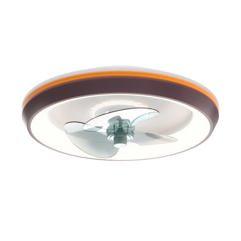 Ventilateur de plafond à profil bas avec 3 lumières de couleur, ventilateurs de plafond encastrés à intensité variable avec télécommande, 6 vitesses