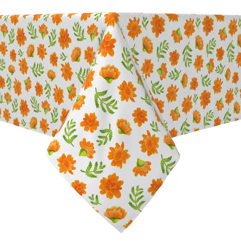 Rectangular Floral Cotton Twill Tablecloth