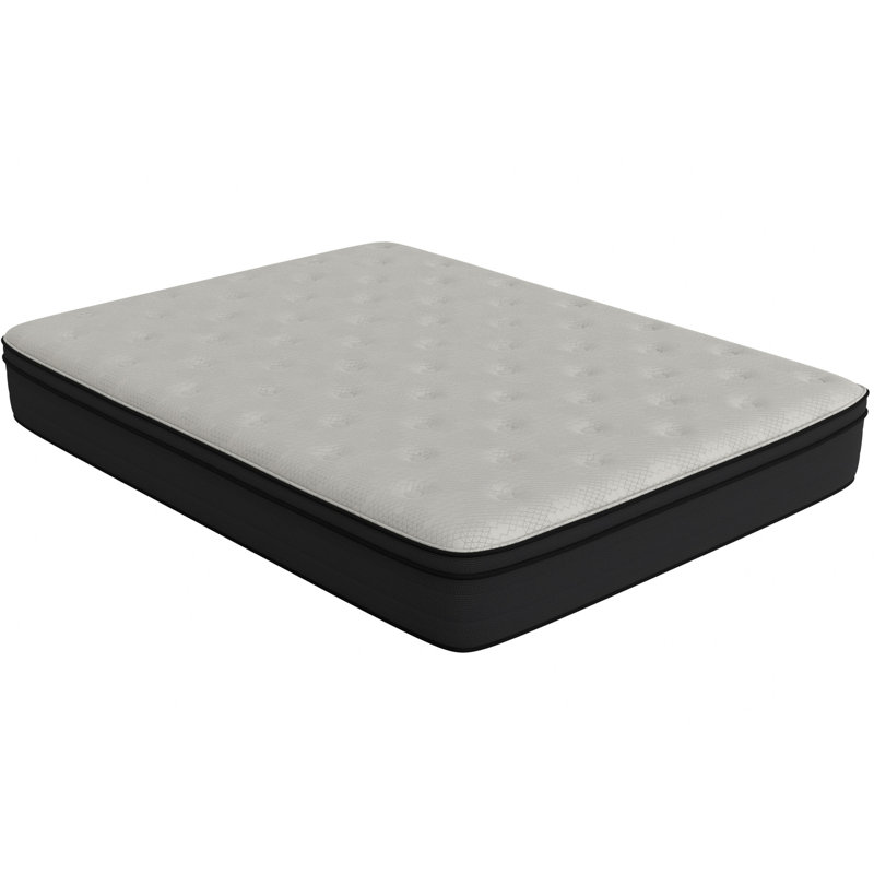 Matelas simple pour lit simple de 12 po Euro - Mousse à mémoire de forme, ferme, blanc + noir, dans une boîte, lit de taille remplie de