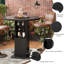 Table de bar avec porte-verres à vin intégrés, repose-pieds en métal robuste et rangement pour bar, cuisine et salle à manger.-1048001784