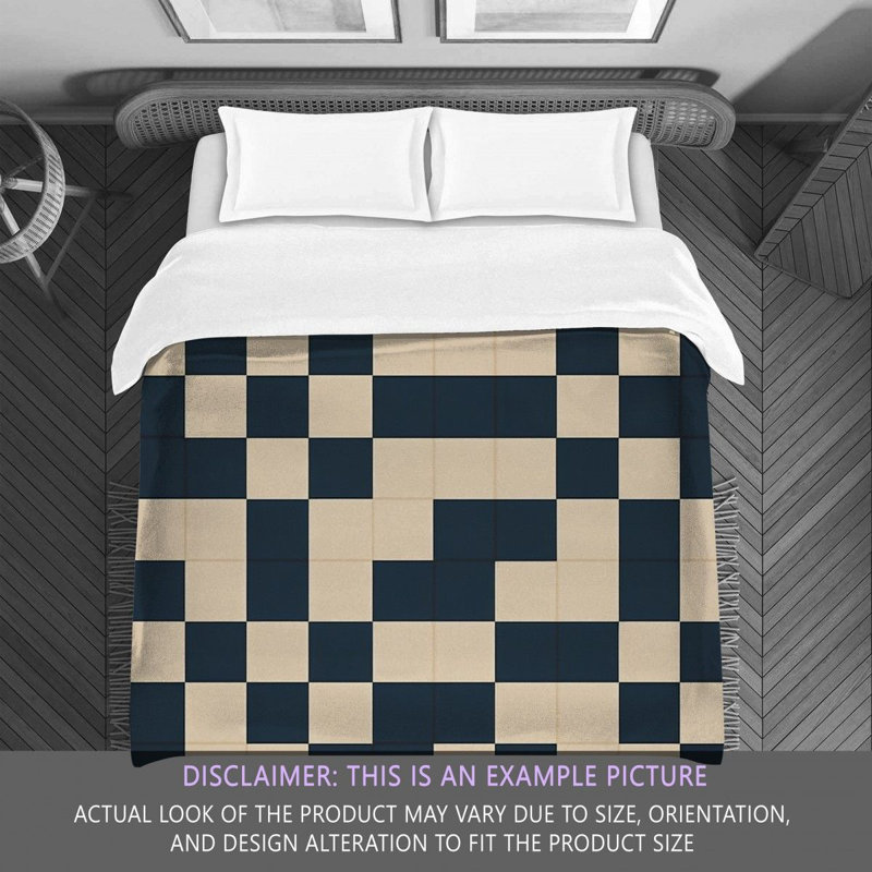 Machine Printed Comforter, Twin Comforter, Navy/Beige Checkered