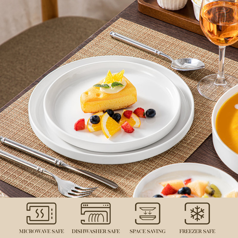 24 Piece Porcelain China Dinnerware Set - Service for 6 , White