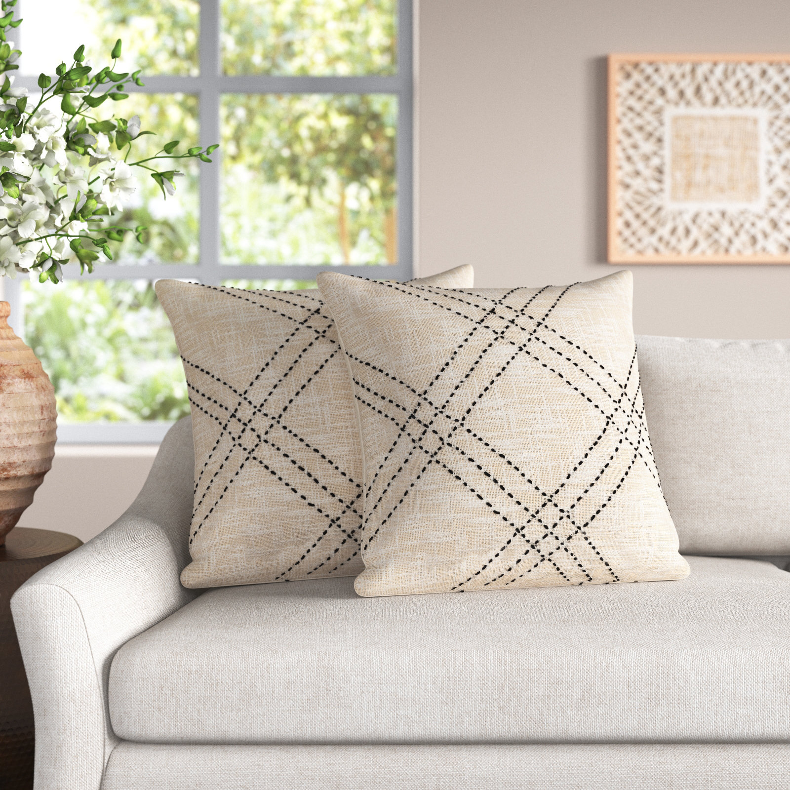 Sayer Embroidered Throw Pillow, 18" x 18"