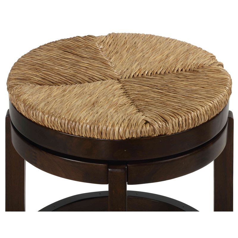 Hruni Swivel Upholstered Counter Stool with Solid Wood Frame