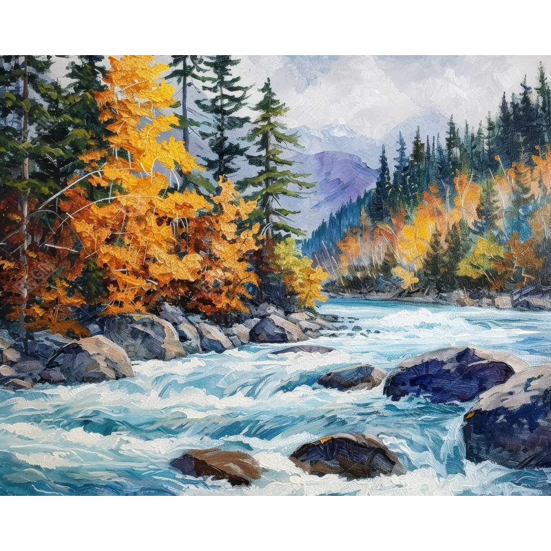 Rapids - Beige Framed Canvas Art for Home Decor | Stylish Accent