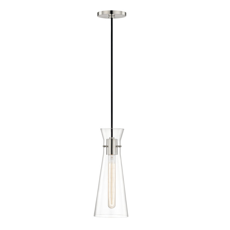 Luminaire suspendu en pot 1 lumière Gena, Nickel poli