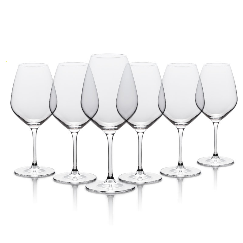 Set of 6 Clear Lead-Free Crystal Red Wine Glasses