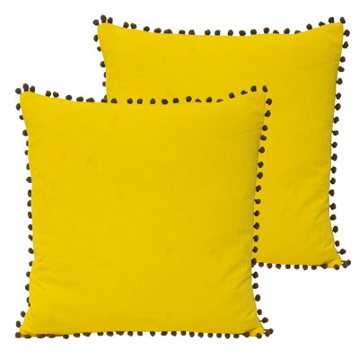 Velvet Pom Pom Cushion Twin Pack