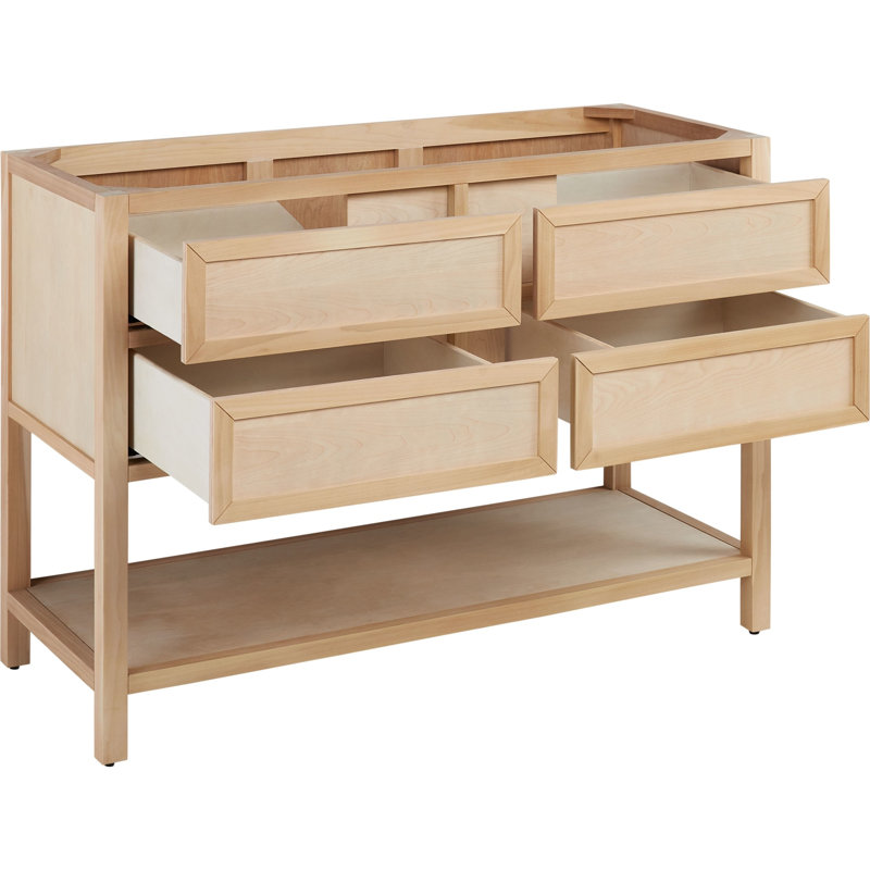 48" Robertson Single Bathroom Vanity Set with Rectangular Undermount Sink, White, 8" Widespread, Carrara Marble